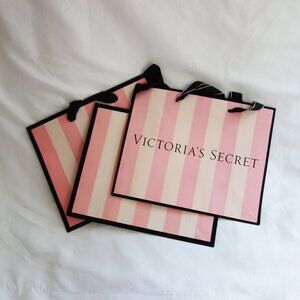 Victoria secret shopping bags Medium Bundle of 3. Pink Stripes NEW